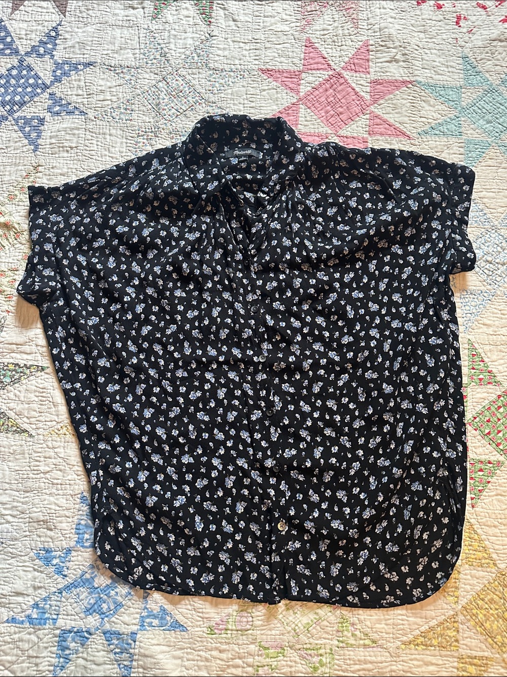 Madewell Black Floral Button-Down Shirt